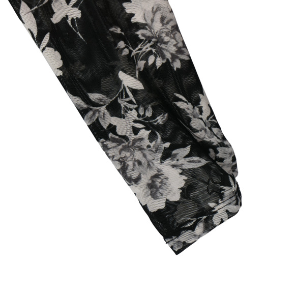 Lane Bryant Blouse Women Size 14 16 Black White Mesh Overlay Ruched Stretch Boho - Picture 5 of 7